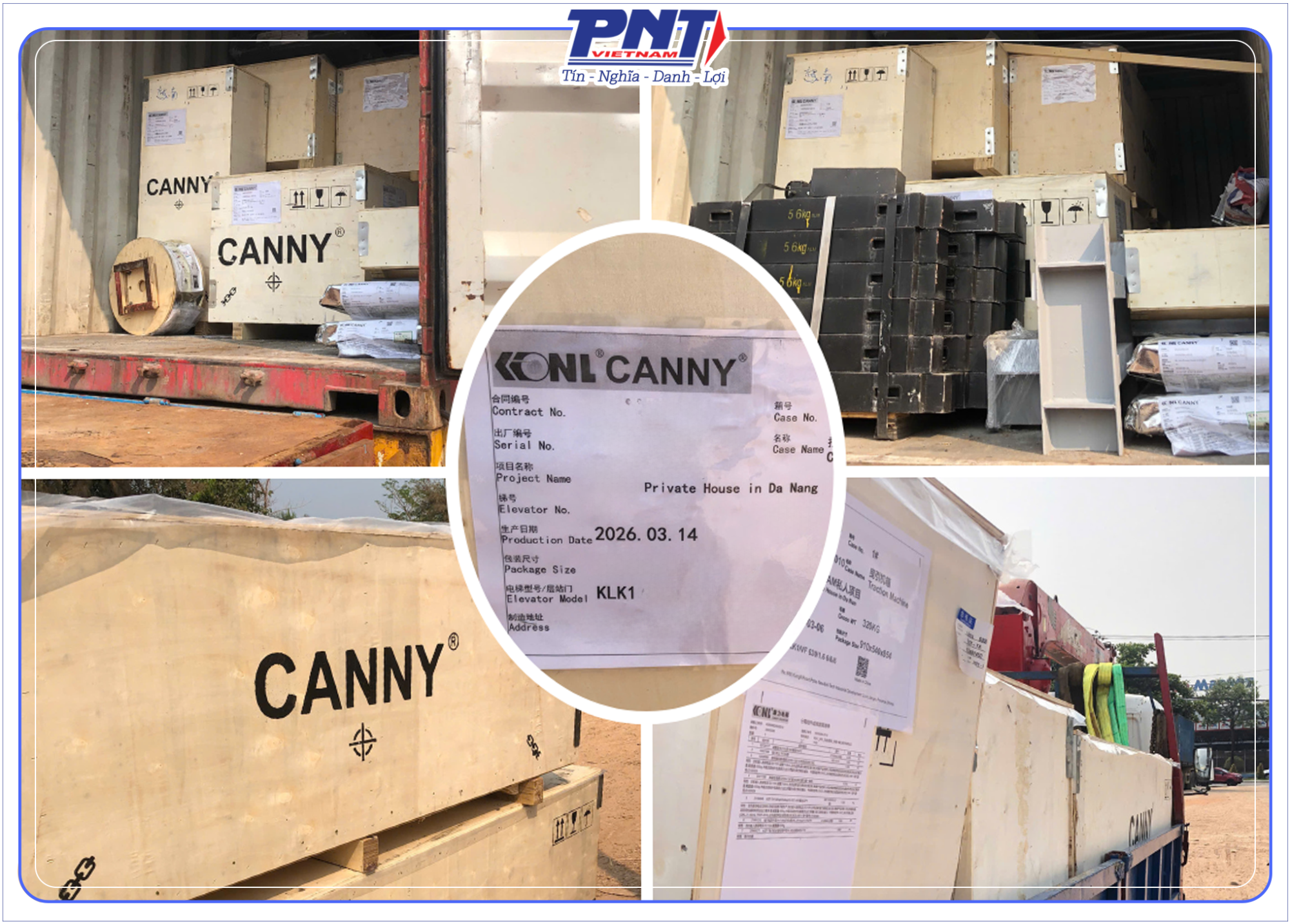 Đồng hành cùng dự án: Hình ảnh thực tế thang máy tải khách CANNY KLK1 cập bến công trình tại Đà Nẵng